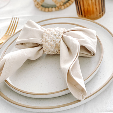 Pillow Talk inspiration shot of bow napkin table styling