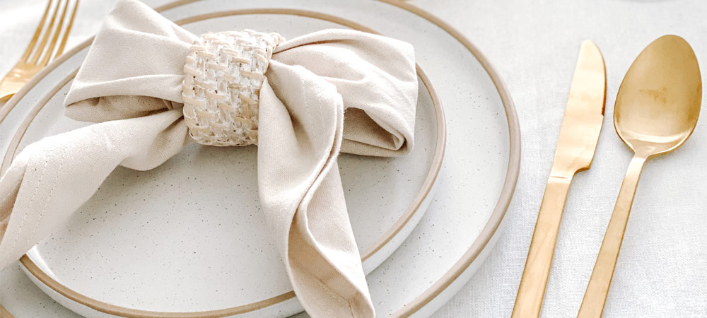 Pillow Talk inspiration shot of bow napkin table styling